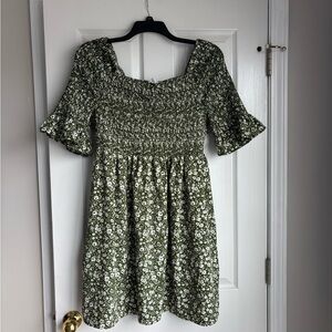 Floral Green Mini Dress